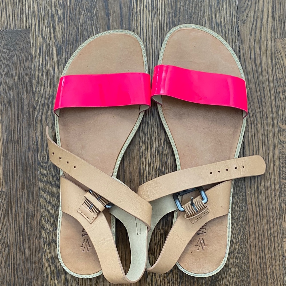 Women's Pink and Tan Sandals